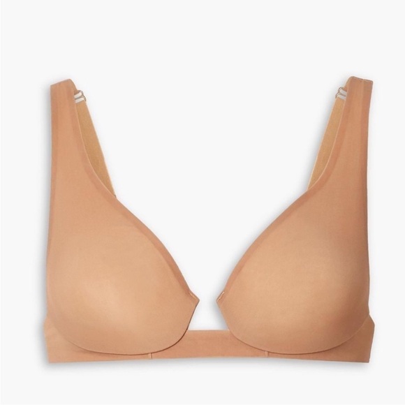 Skims Naked stretch-mesh underwired plunge bra 38C Color Honey. New without tags - Picture 5 of 6